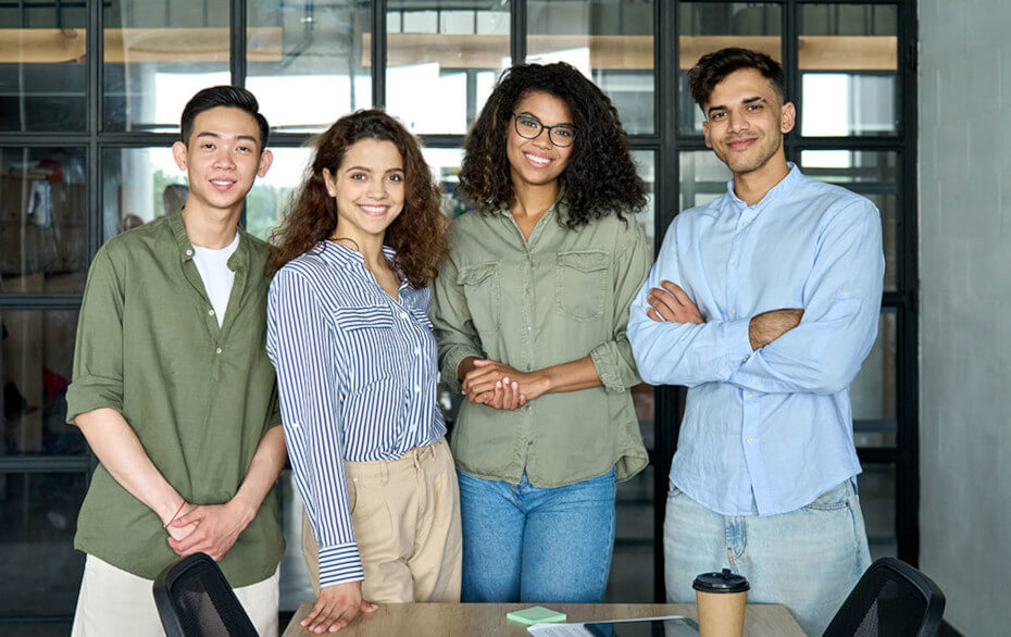 group of interns posing for the camera