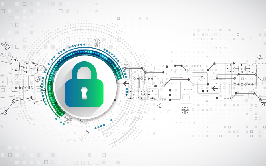 An illustration of a padlock and data.