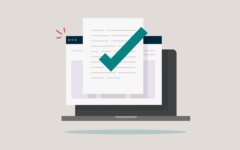 An illustration of a digital file and a laptop.