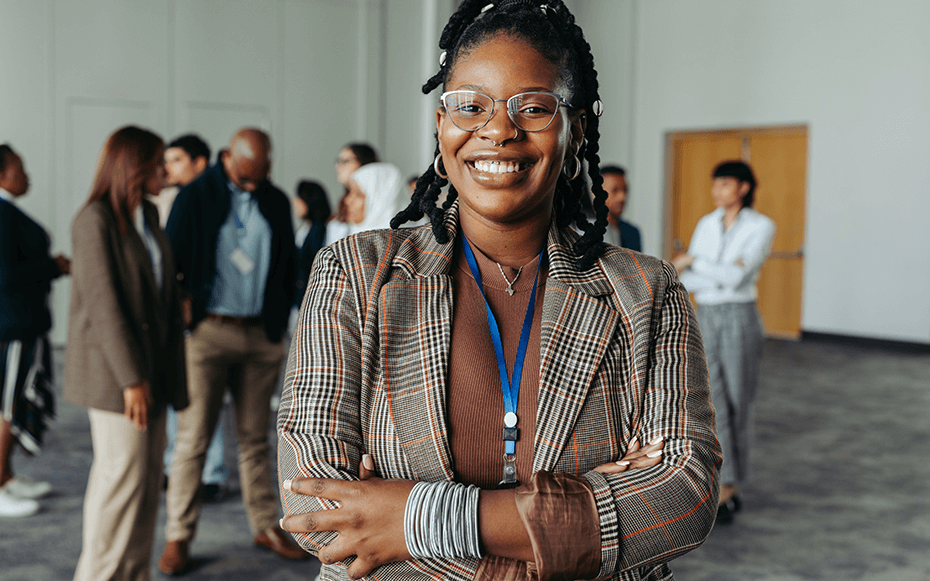 A career services professional from an HBCU at a networking event.