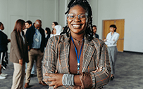 A career services professional from an HBCU at a networking event.