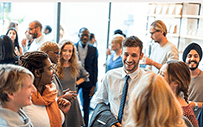 A group of people at a networking event.