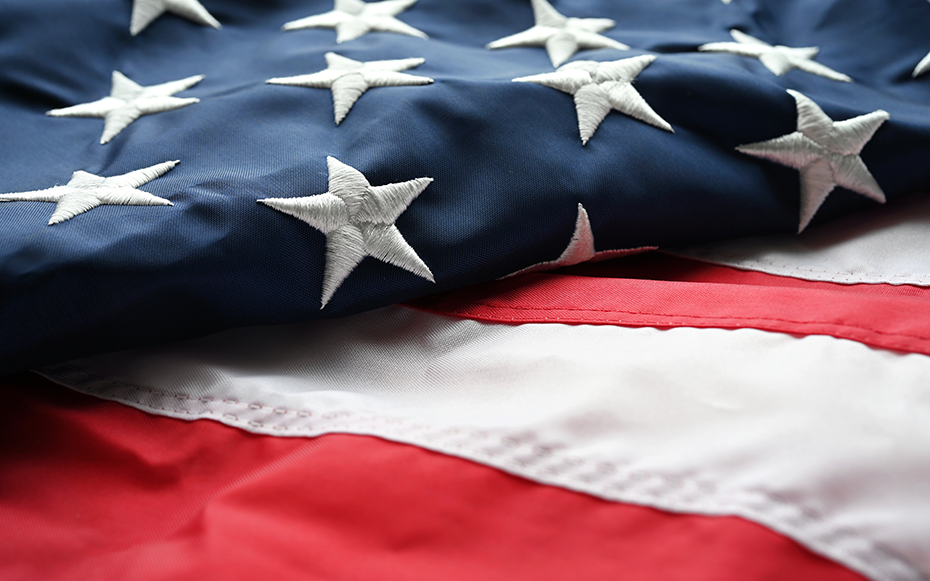 A close up of the American Flag.