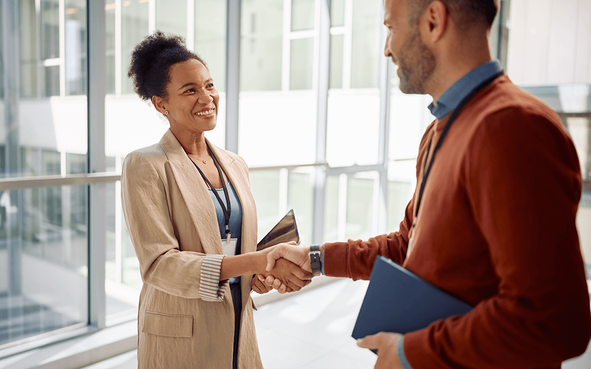 A campus rep meets a recruiter.
